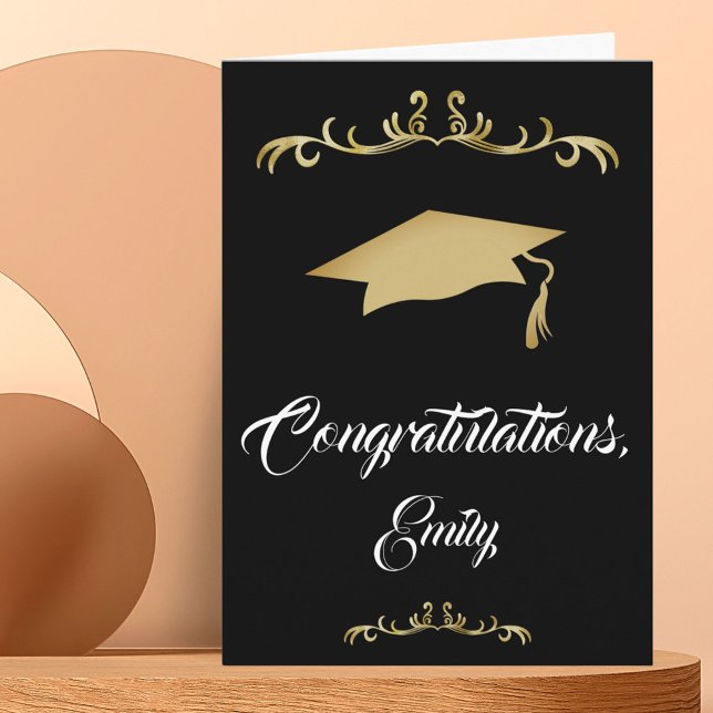 Tarjeta Elegante Ornamento de Oro Felicidades Graduación (Subido por el creador)