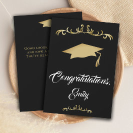 Tarjeta Elegante Ornamento de Oro Felicidades Graduación