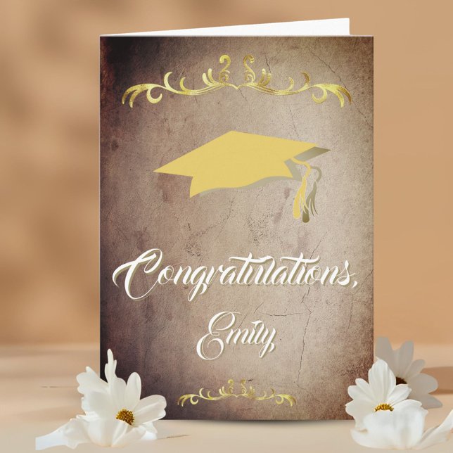 Tarjeta Elegante Ornamento de Oro Felicidades Graduación (Subido por el creador)