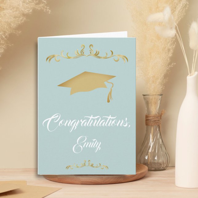 Tarjeta Elegante Ornamento de Oro Felicidades Graduado (Subido por el creador)