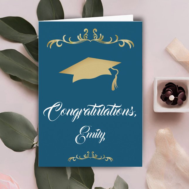 Tarjeta Elegante Ornamento de Oro Felicidades Graduado (Subido por el creador)