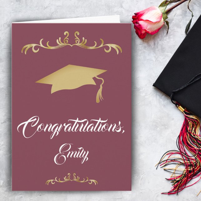 Tarjeta Elegante Ornamento de Oro Felicidades Graduado (Subido por el creador)