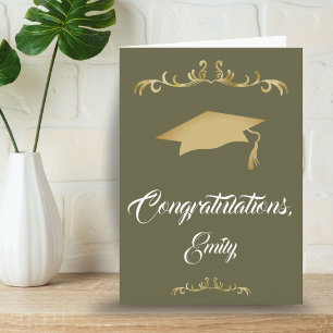 Tarjeta Elegante Ornamento de Oro Felicidades Graduado