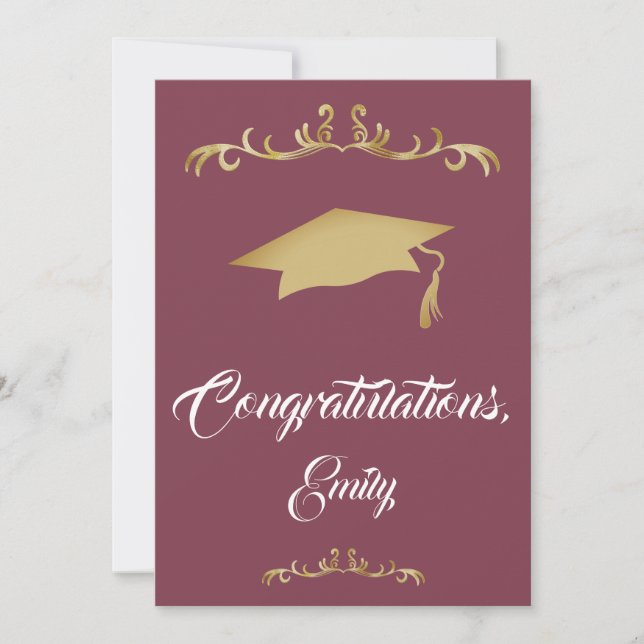 Tarjeta Elegante Ornamento de Oro Felicidades Graduado (Anverso)
