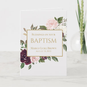 Tarjeta Elegante oro Borgoña Bendición Rosa