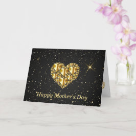 Tarjeta Elegante, Oro, Corazones, Noche Estrella