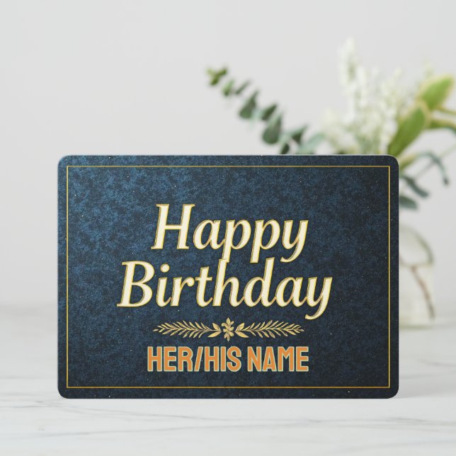 Tarjeta Elegante Oro Feliz Cumpleaños (Anverso de pie)