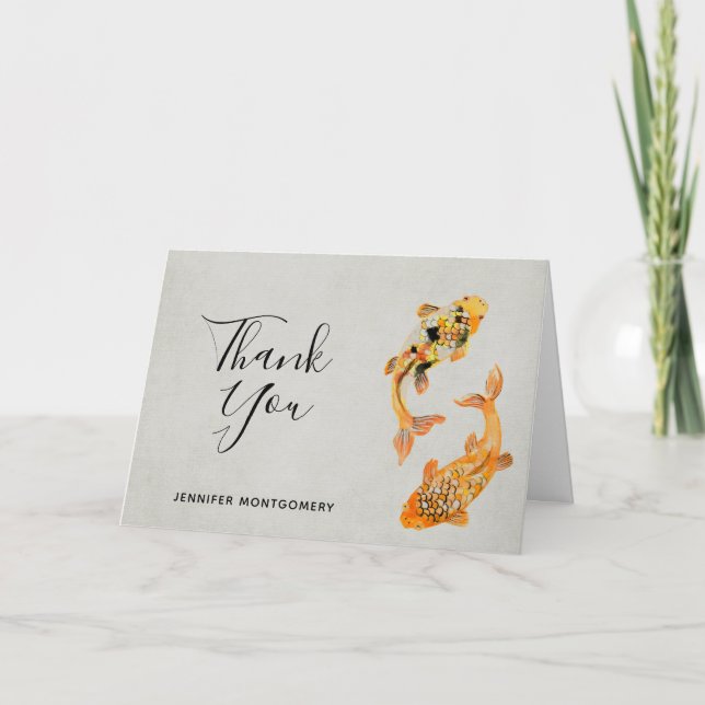 Tarjeta Elegante Oro Koi Fish Gracias (Anverso)