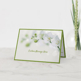 Tarjeta Elegante Orquídea Blanca Flores Verdes Buds Románt