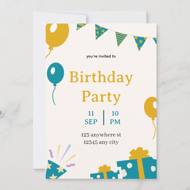 tarjeta elegante para invitación de cumpleaños (Anverso)