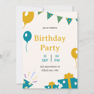 tarjeta elegante para invitación de cumpleaños