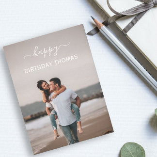 Tarjeta elegante pareja personalizado foto feliz amor de c