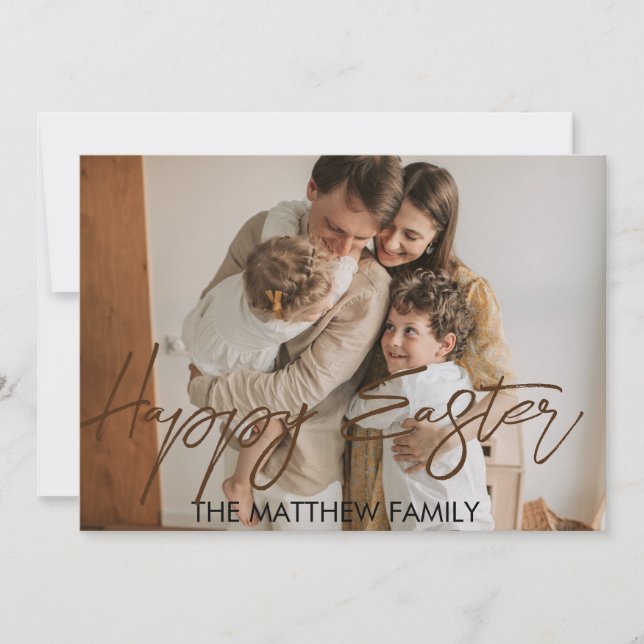Tarjeta elegante Pascua, familia del padre Foto de caligra (Anverso)
