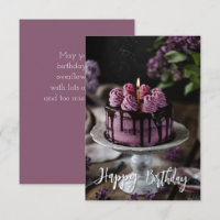 Elegante Pastel de Lilac Pequeño Saludo de Cumplea