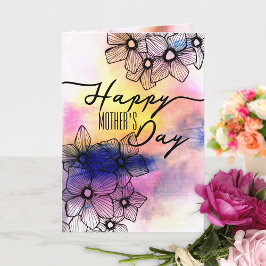 Tarjeta Elegante Pastel Floral acuarela Día de la Madre