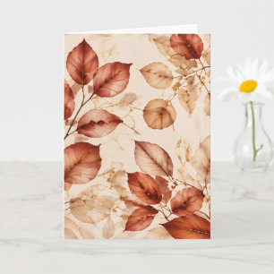 Tarjeta Elegante patrón botánico de hojas de otoño en cobr