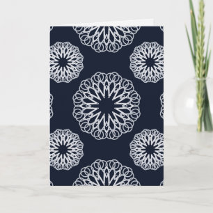 Tarjeta Elegante patrón de mandala azul marino y blanco