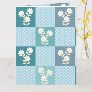 Tarjeta Elegante patrón floral de damero sin costuras
