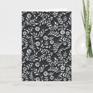 Tarjeta Elegante patrón floral de pizarra