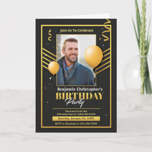 Tarjeta Elegante Personalizado de Fiesta de oro negro
