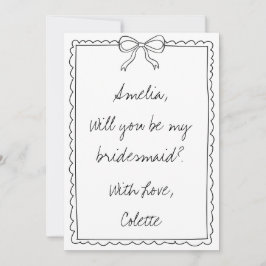 Tarjeta Elegante Personalizado de la dama de honor dibujad