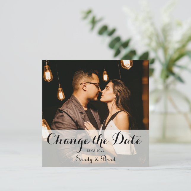 Tarjeta Elegante Personalizado moderno foto cambio Boda de (Anverso de pie)