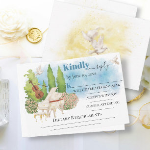 Tarjeta Elegante Piano Violin las palomas Boda RSVP