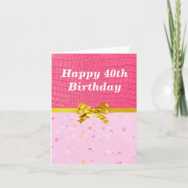 Tarjeta Elegante piel rosa de aspecto Sparkly 40 cumpleaño