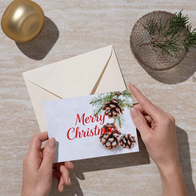 Tarjeta Elegante Pine y Berry Merry Christmas (Subido por el creador)