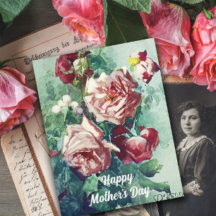 Tarjeta Elegante Pintura de color de agua de rosas rosadas