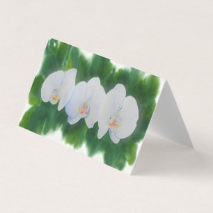 Tarjeta Elegante pintura de orquídeas de color blanco trop