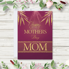 Tarjeta Elegante plana de día de la madre de hoja de palma