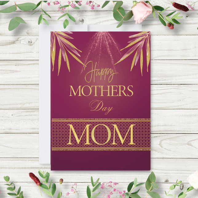 Tarjeta Elegante plana de día de la madre de hoja de palma (Subido por el creador)