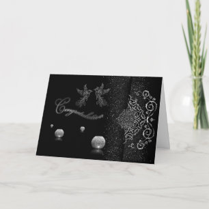Tarjeta elegante plateado con negro de Enhorabuena