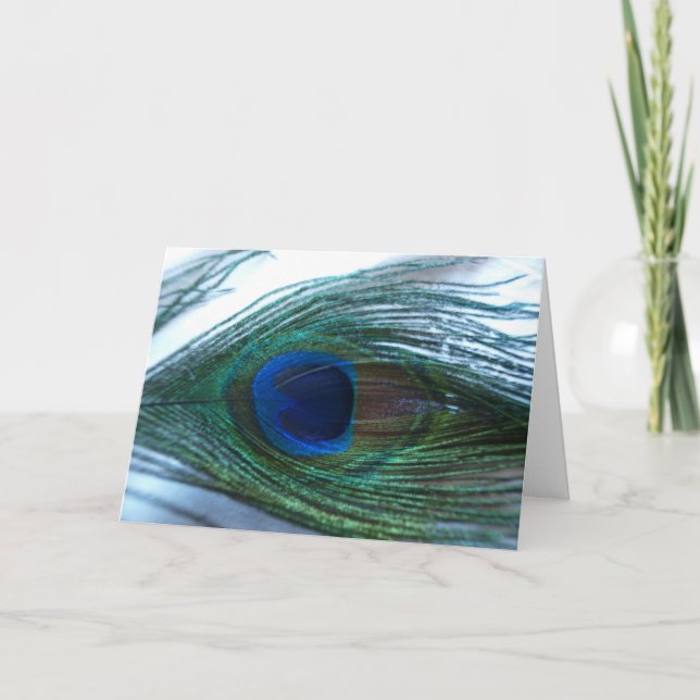 Tarjeta Elegante pluma de pavo real (Anverso)