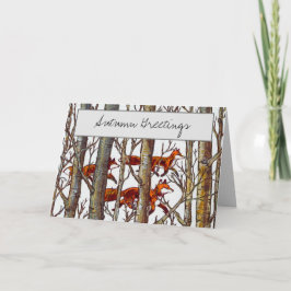 Tarjeta Elegante poesía de pintura otoñal del árbol de Fox