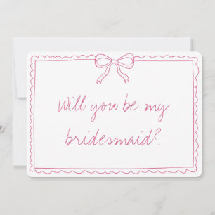 Tarjeta Elegante propuesta de la dama de honor rosa y escr