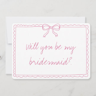 Tarjeta Elegante propuesta de la dama de honor rosa y escr