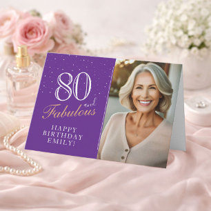 Tarjeta Elegante Púrpura 80 y Fabuoso Cumpleaños 80 Foto