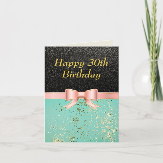 Tarjeta Elegante purpurina de cuero Sparkly 30 cumpleaños (Anverso)