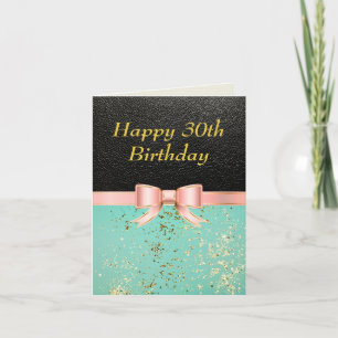 Tarjeta Elegante purpurina de cuero Sparkly 30 cumpleaños