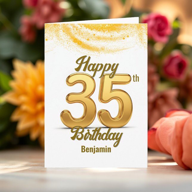 Tarjeta Elegante Purpurina de Oro Confetti 35 cumpleaños (Subido por el creador)