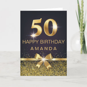 Tarjeta Elegante Purpurina de oro de 50 años