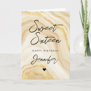 Tarjeta Elegante Purpurina de oro Marble Sweet 16 cumpleañ