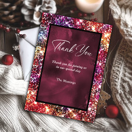 Tarjeta Elegante Purpurina falso colorido gracias