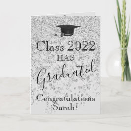 Tarjeta Elegante Purpurina Plata 2022 Ha Graduado Foto
