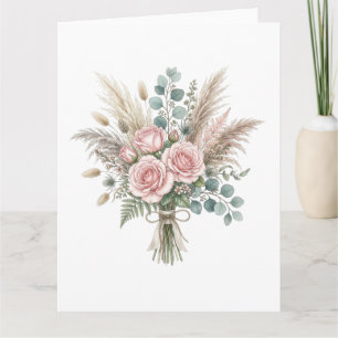 Tarjeta Elegante ramo floral Boho rosa Blush boda