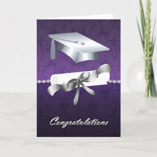 Tarjeta Elegante Relieve metalizado Púrpura Como Graduació