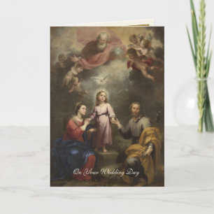 Tarjeta Elegante Religioso Católico Sagrada Familia Boda C