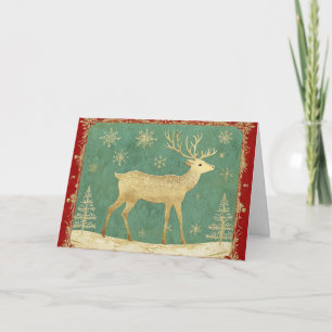 Tarjeta Elegante reno con diseño de copos de nieve